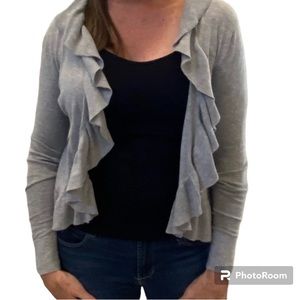 Caslon Gray Sweater Shrug Cardigan Ruffled Edge XS